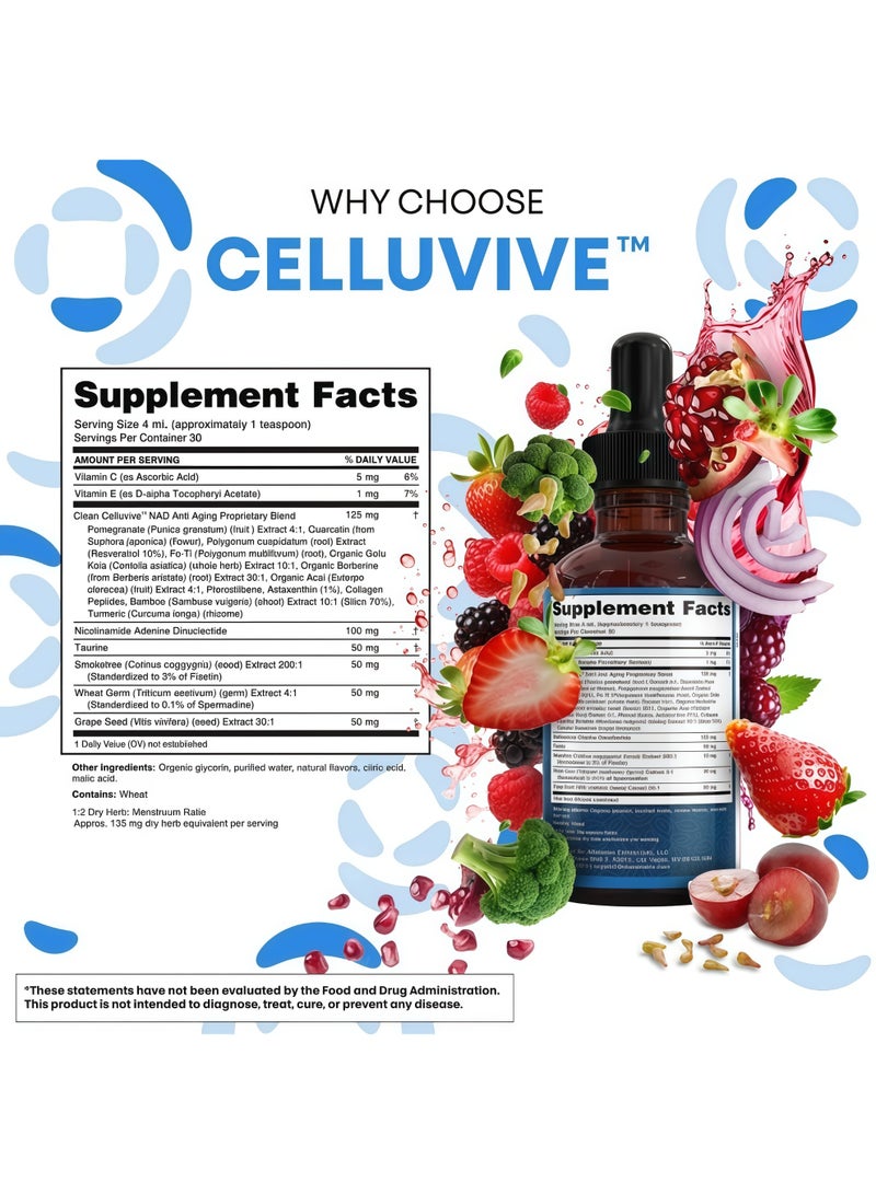 كلين نقطات سائلة متعددة الأعشاب العضوية NAD+ للانتعاش الشامل: تجديد الطاقة، توازن الصحة 120 مل - Image 5